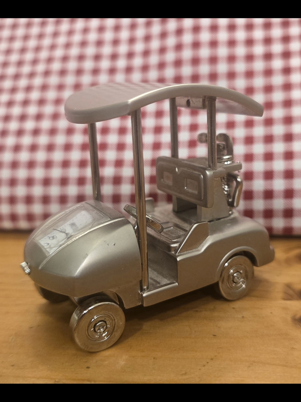 Golf Cart Desk Top Clock, Silber, Platinum Quartz